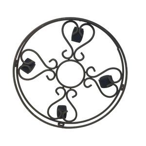 Decorative 14" Rolling Plant Stand / Caddy - Pretty heart-like curved pattern -